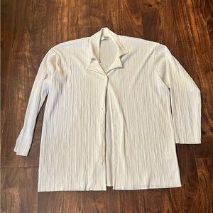 Storets White Button Down Shirt with Ribbed Texture over sized